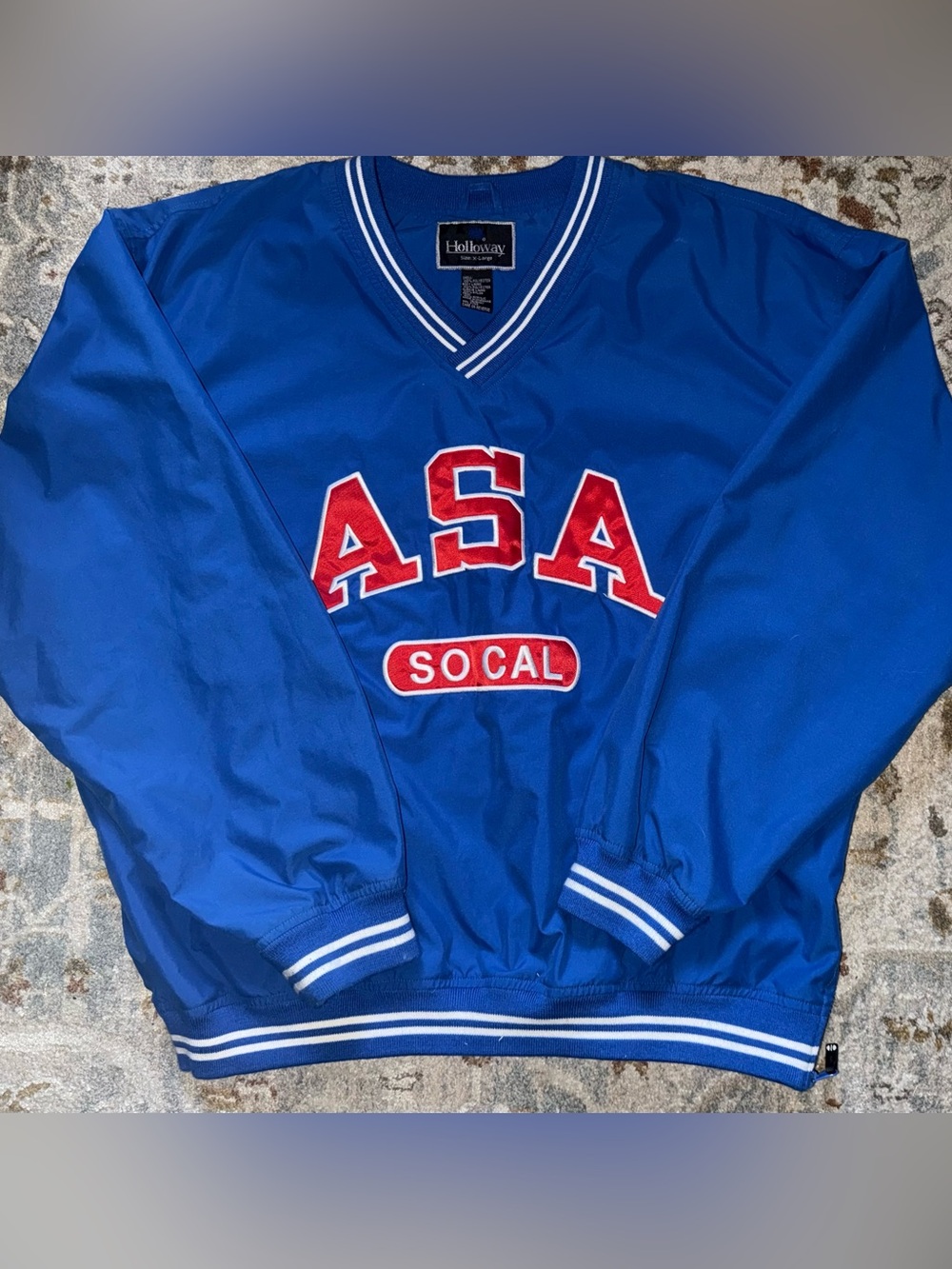 Holloway Royal Blue V-Neck Pullover with Red ASA SoCal Applique